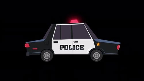Animated Flat Design Police Car Moving