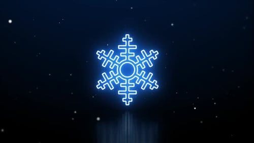 Animated Neon Snowflake Icon for Winter Holiday Seasons