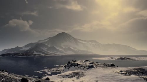 Mountains Covered with Ice in Antarctic Landscape