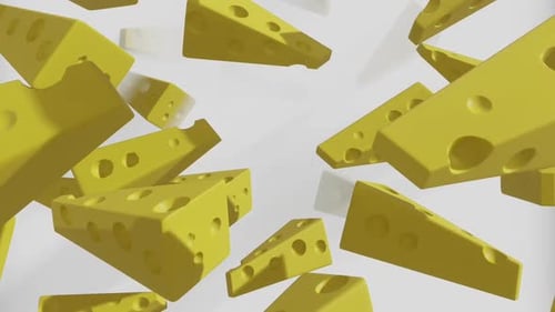 3D Animated Floating Cheese Slices Background
