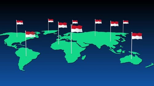 Animated Flat World Map with Waving Flags