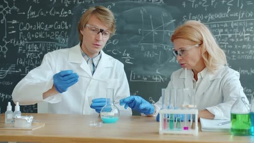 Scientists Conduct Experiment in Bright Laboratory Setting