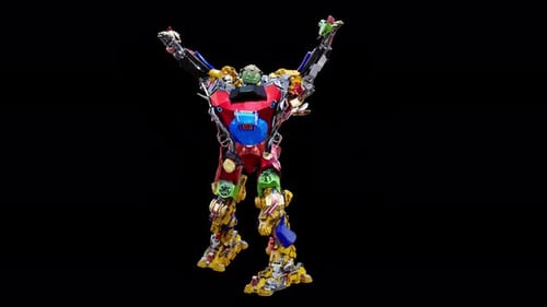 Colorful Robot Transforming 3D Animation
