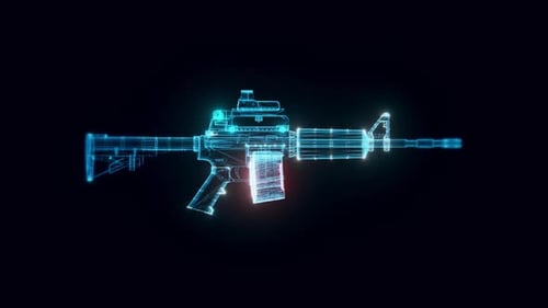 World War 2 Cannon Hologram Rotating 4k