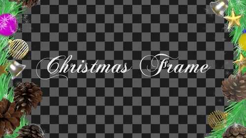 Christmas Decorations Frame with Ornaments and Pinecones