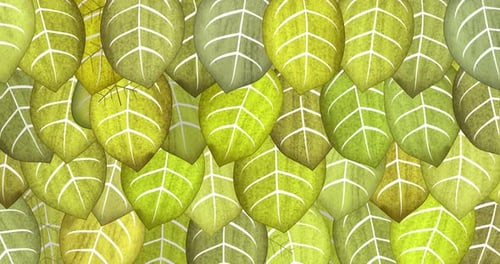 Endless background of stylized animated leaves