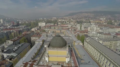 Aerial of Sarajevo University and other buildings