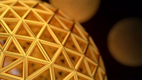 Abstract Golden Geometric Sphere Rotation Loop Background