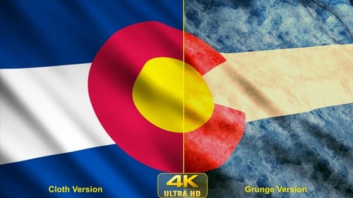 Realistic Waving Colorado Flag Animation in Clean and Grunge Styles