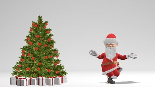 Santa Claus Dancing Near Christmas Tree