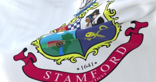 Stamford Connecticut City Flag Waving Realistic Animation