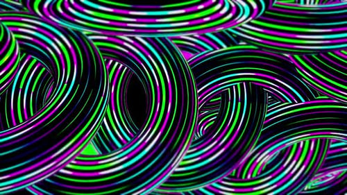 Neon Glowing Rings Tunnel Abstract Background Loop