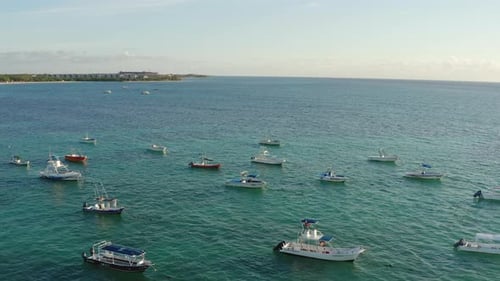 Drone Video of Yachts and Boats Parked in the Caribbean Sea