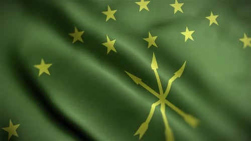 Realistic Waving Green Flag with Yellow Stars and Spears
