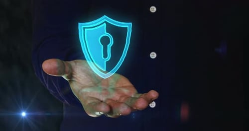 Futuristic Digital Shield Hologram Animation