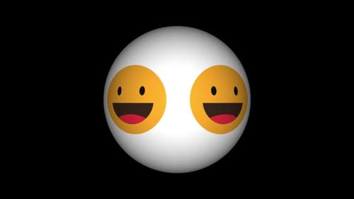 Happy Emoji Faces Animated on Rotating 3D Sphere Loop