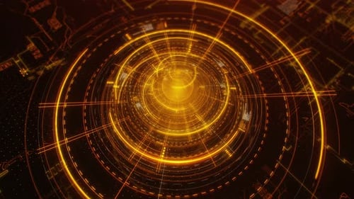 Abstract Glowing Digital Tunnel Animation Loop