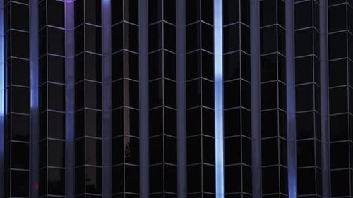 The Facade of a Modern Building with LED Lighting