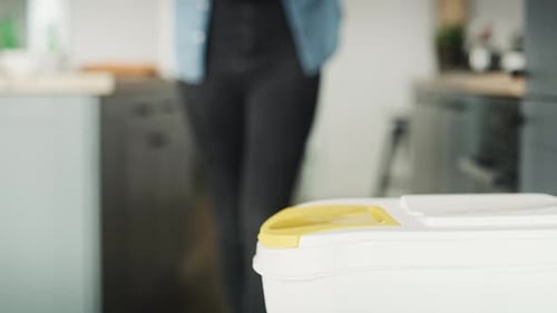 Recycling Plastic Bottle in Kitchen Container