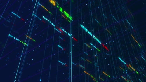 Futuristic Digital Stock Market Data Grid Loop