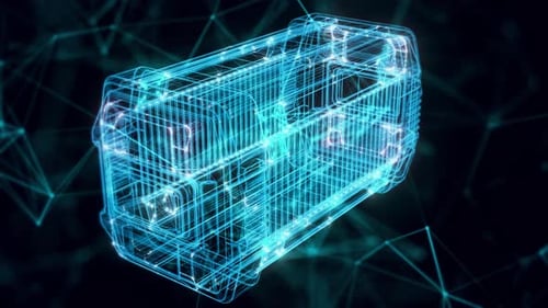 Hologramme de conteneur militaire Sci Fi gros plan 4k