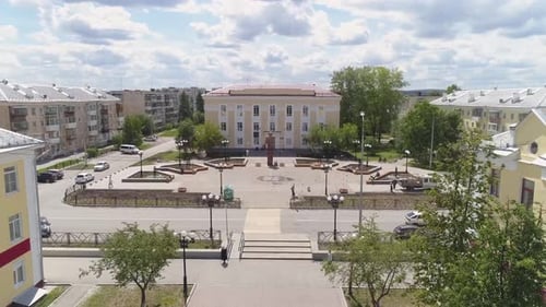 Aerial view of house of Culture and a monument to the writer Bazhov P.P. 10