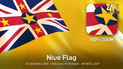 Realistic Waving Niue Flag Seamless Loop