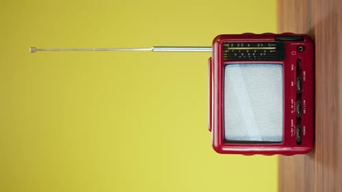 Retro Television Set Displaying Static