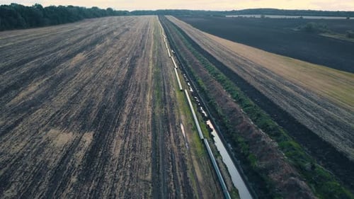 Drone Flight Above Gas and Oil Pipeline