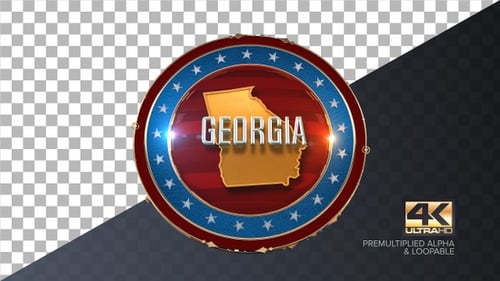 3D Animated Patriotic Emblem with USA Flag and Georgia Map