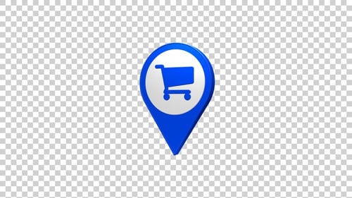 3D Shopping Cart Map Pin Icon Animation