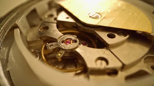 Close Up of Watch Mechanism Working
