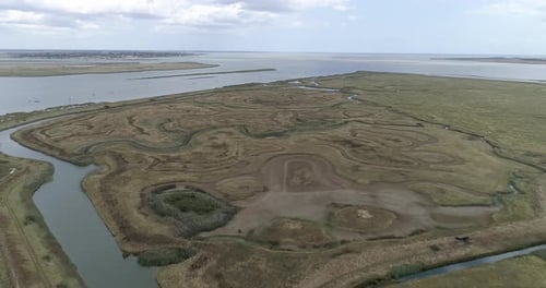 Aerial View of Coastal Salt Marsh Landscape