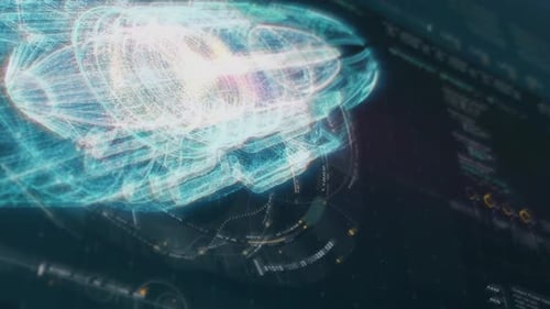 Futuristic Technology User Interface Wireframe Display with Data Elements