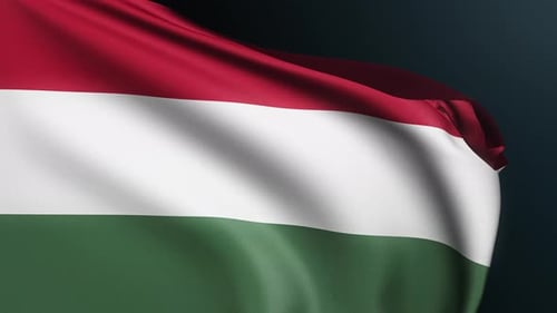 Hungary National Flag Realistic Waving Loop Animation
