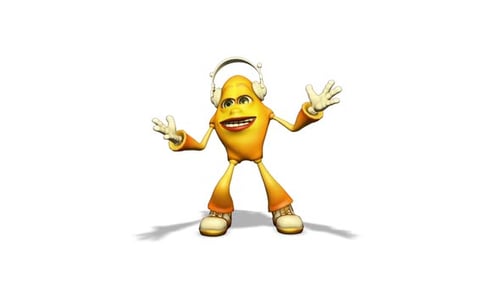 Animated Cartoon Character Dancing with Headphones