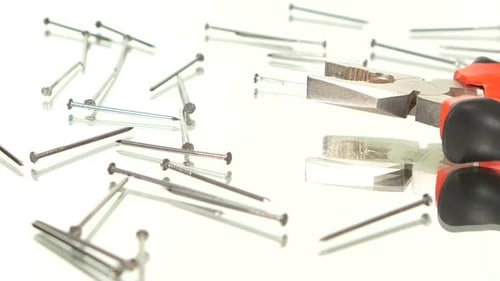 Metal Nails with Pliers Hardware Still Life