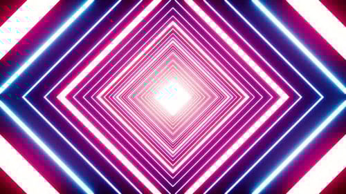 Abstract Neon Glowing Geometric Tunnel Loop Background