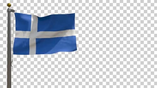 Shetland Flag Waving on Transparent Background
