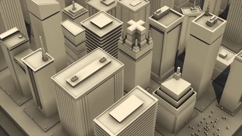 Maqueta arquitectónica 3D de una gran ciudad moderna