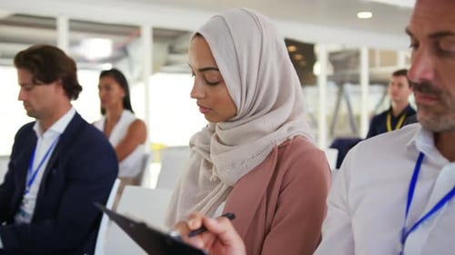Close up of the audience at a business conference