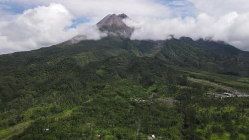 Scenic view in Merapi Mountain, one of popular destination in Yogyakarta, Indonesia.