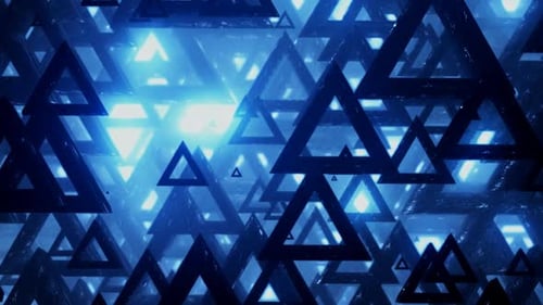 Abstract Blue Glowing Geometric Triangles Motion Background Loop