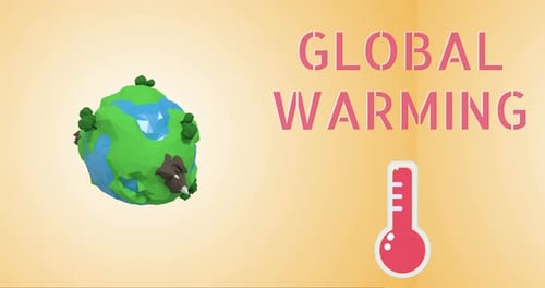 Animated Low Poly Earth Global Warming Concept Title