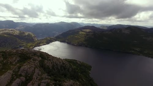 Aerial view of mountains lakes in summer