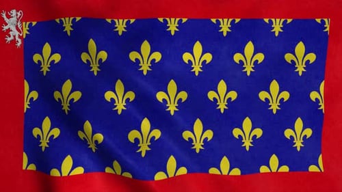 Royal French Fleur-de-lis Flag Waving Seamless Loop