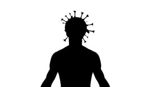 Human Silhouette with Pulsating Virus Head Animation