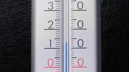Thermometer with a Scale in Degrees Celsius on a Dark Background