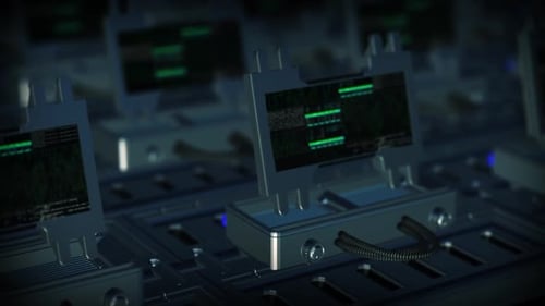 Futuristic Digital Data Stream on Circuit Board Animation