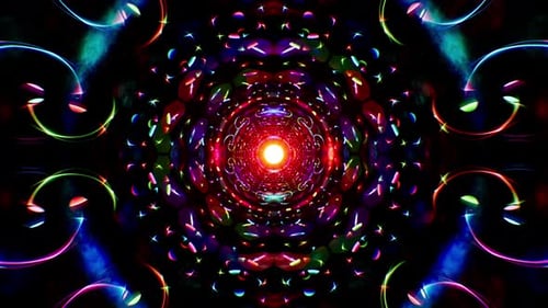 Colorful Abstract Glowing Kaleidoscope Tunnel Loop Background